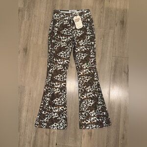 GOGO Brown Leopard Print Flare Pants